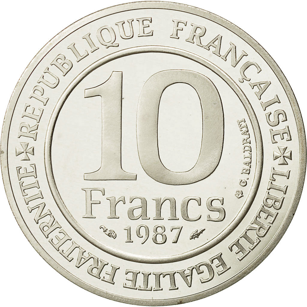 Coin, France, 10 Francs, 1987, MS(65-70), Silver, KM:961a, Gadoury:820
