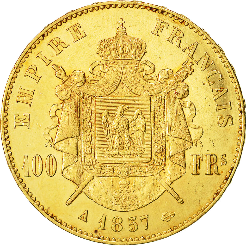Coin, France, Napoleon III, Napoléon III, 100 Francs, 1857, Paris, AU(50-53)