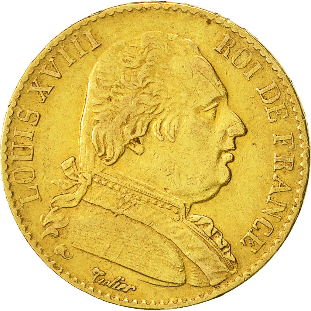 Coin, France, Louis XVIII, Louis XVIII, 20 Francs, 1815, Paris, EF(40-45), Gold