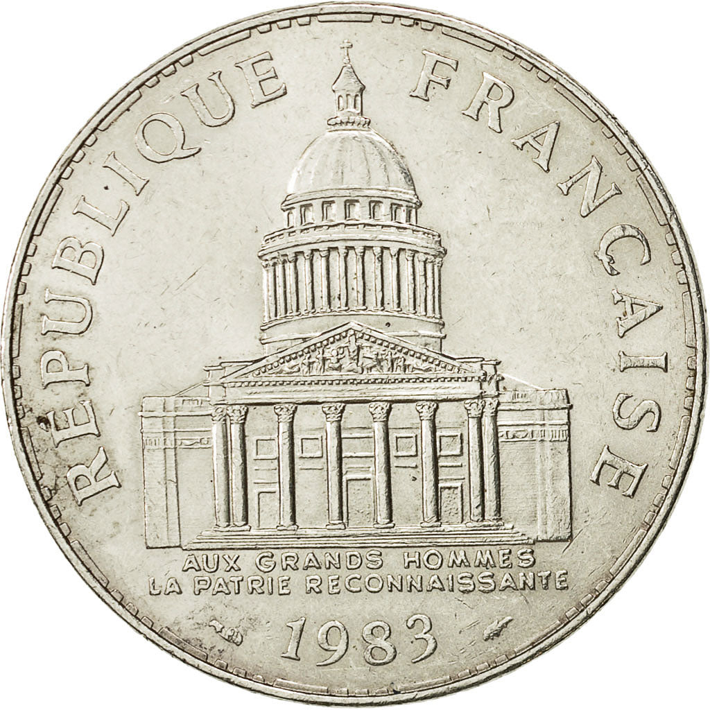 Moneda, Francia, Panthéon, 100 Francs, 1983, Paris, MBC+, Plata, KM:951.1