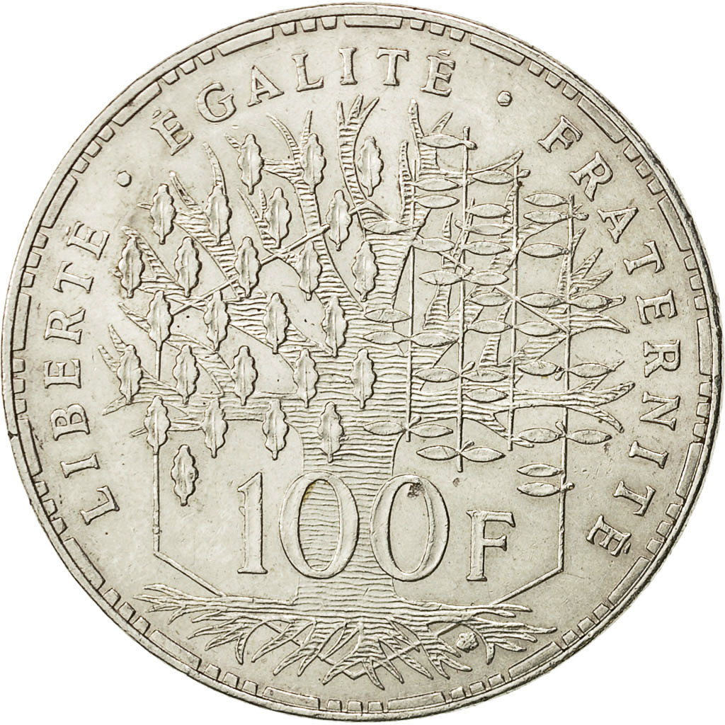 Moneda, Francia, Panthéon, 100 Francs, 1983, Paris, MBC+, Plata, KM:951.1
