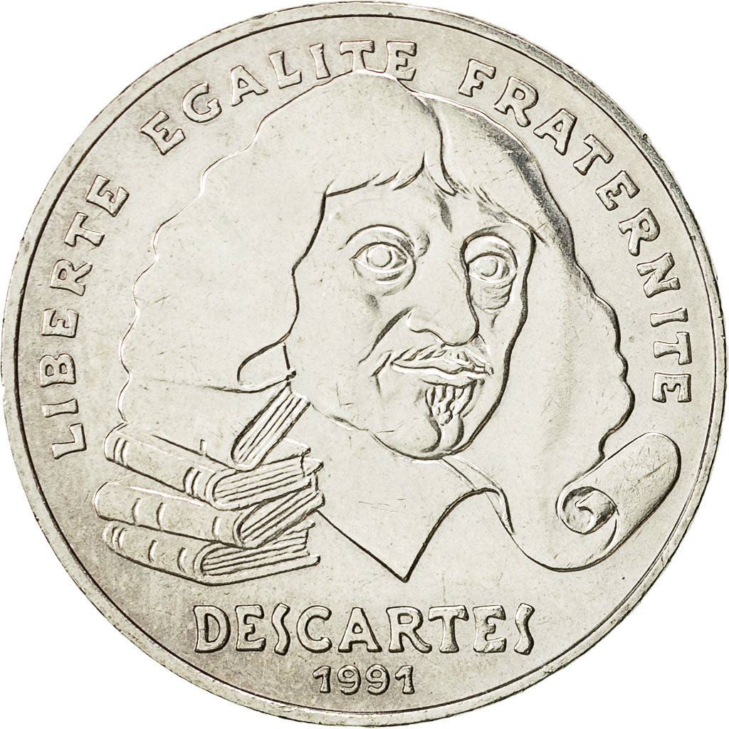 Coin, France, Descartes, 100 Francs, 1991, AU(50-53), Silver, KM:996