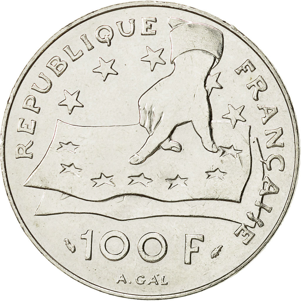Coin, France, Descartes, 100 Francs, 1991, AU(50-53), Silver, KM:996