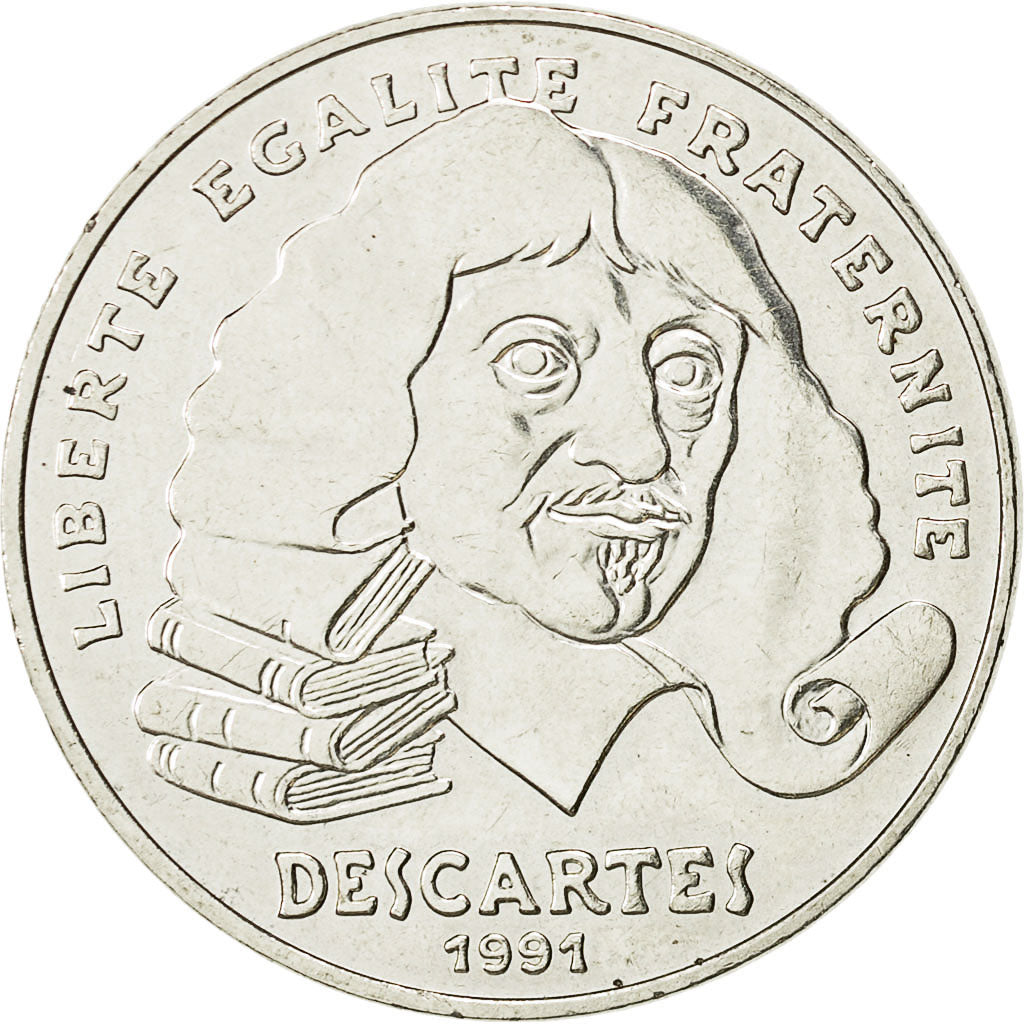 Coin, France, Descartes, 100 Francs, 1991, AU(50-53), Silver, KM:996