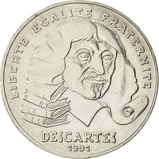 Munten, Frankrijk, Descartes, 100 Francs, 1991, ZF+, Zilver, KM:996, Gadoury:906