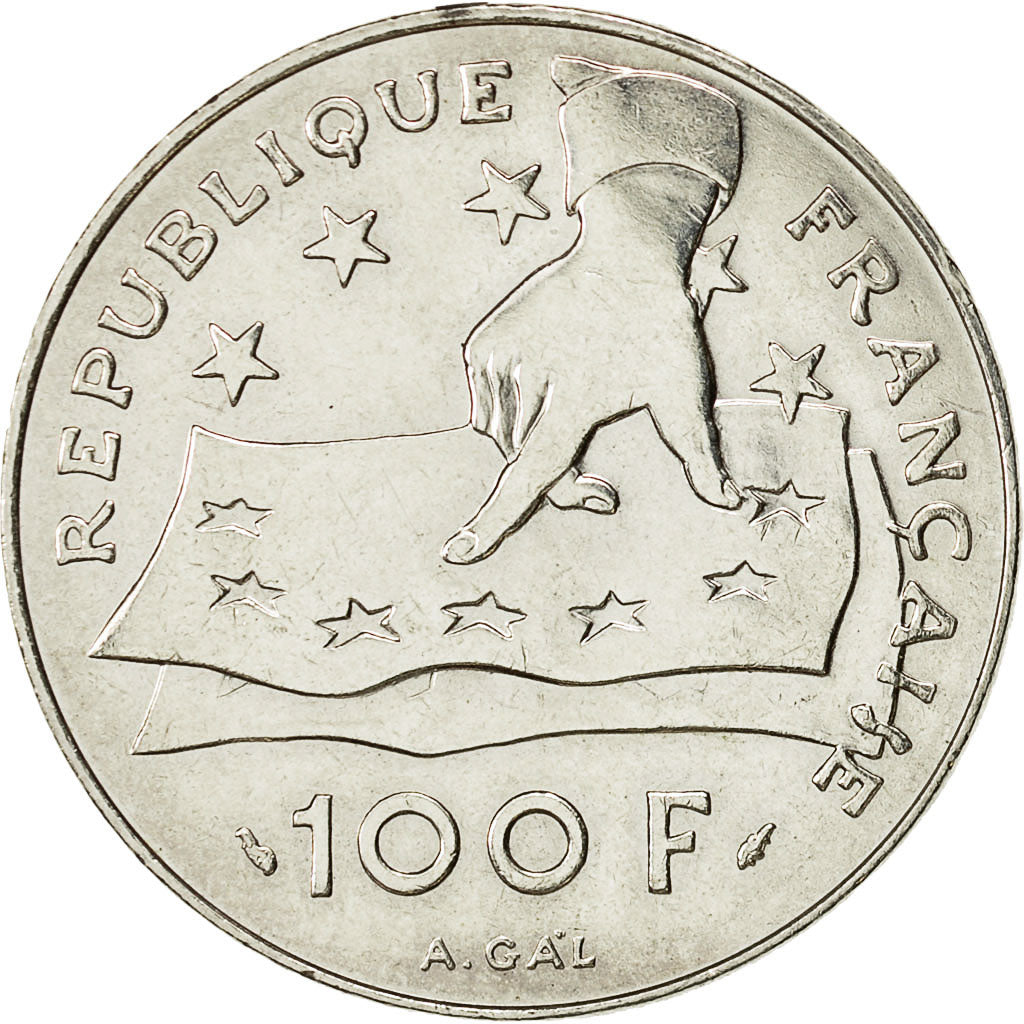 Coin, France, Descartes, 100 Francs, 1991, AU(50-53), Silver, KM:996