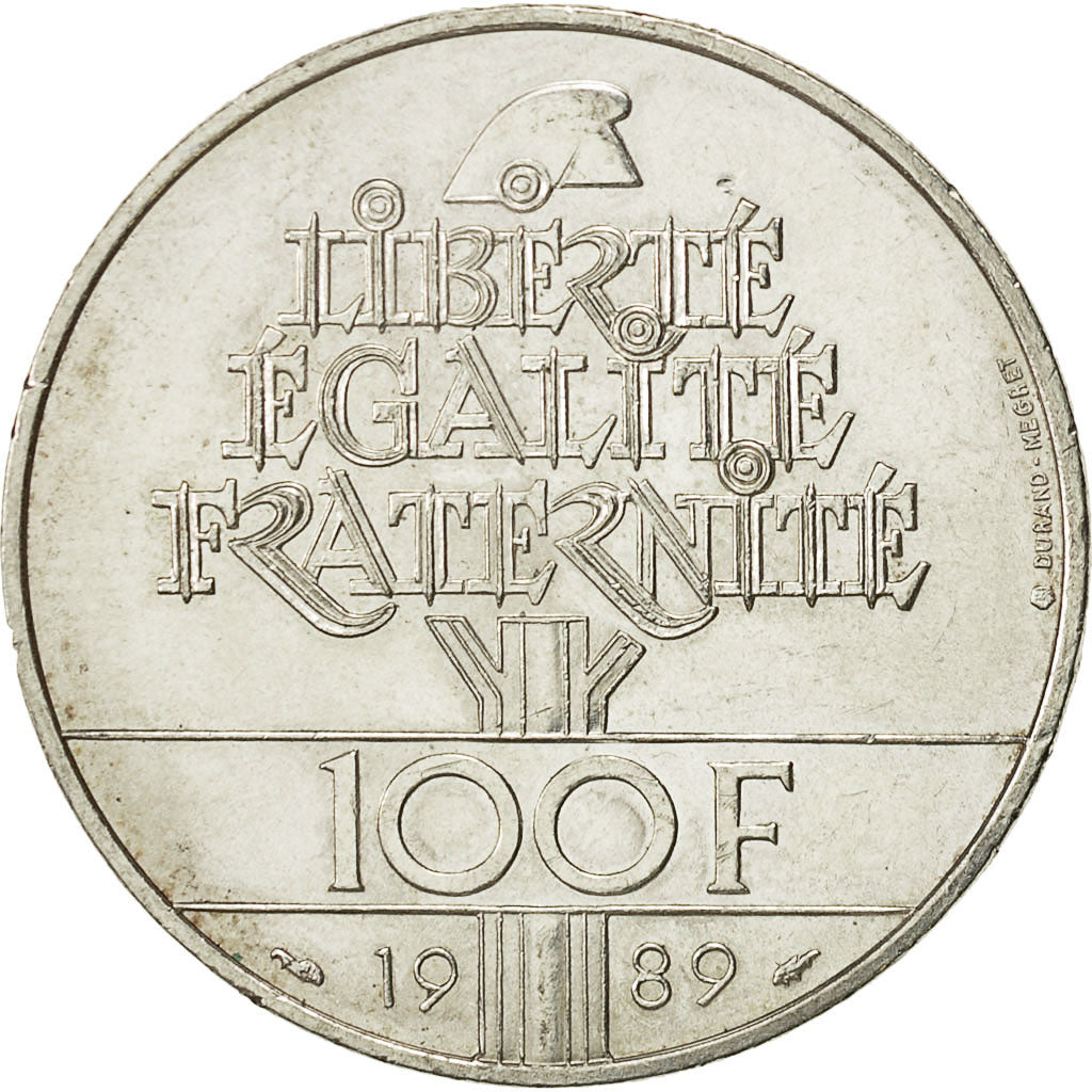 Coin, France, Droits de l'Homme, 100 Francs, 1989, AU(50-53), Silver, KM:970