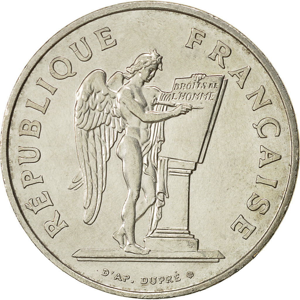 Coin, France, Droits de l'Homme, 100 Francs, 1989, AU(50-53), Silver, KM:970
