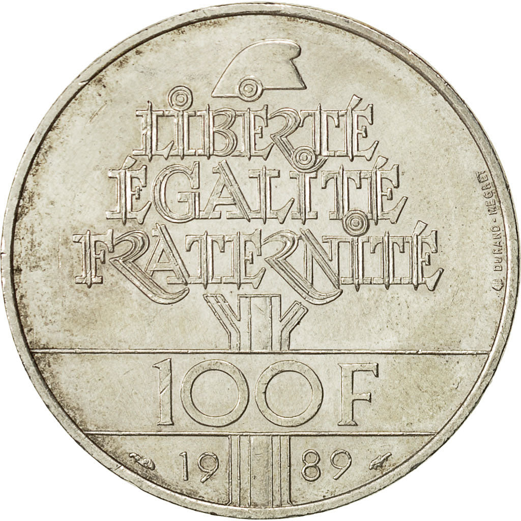 Coin, France, Droits de l'Homme, 100 Francs, 1989, AU(50-53), Silver, KM:970