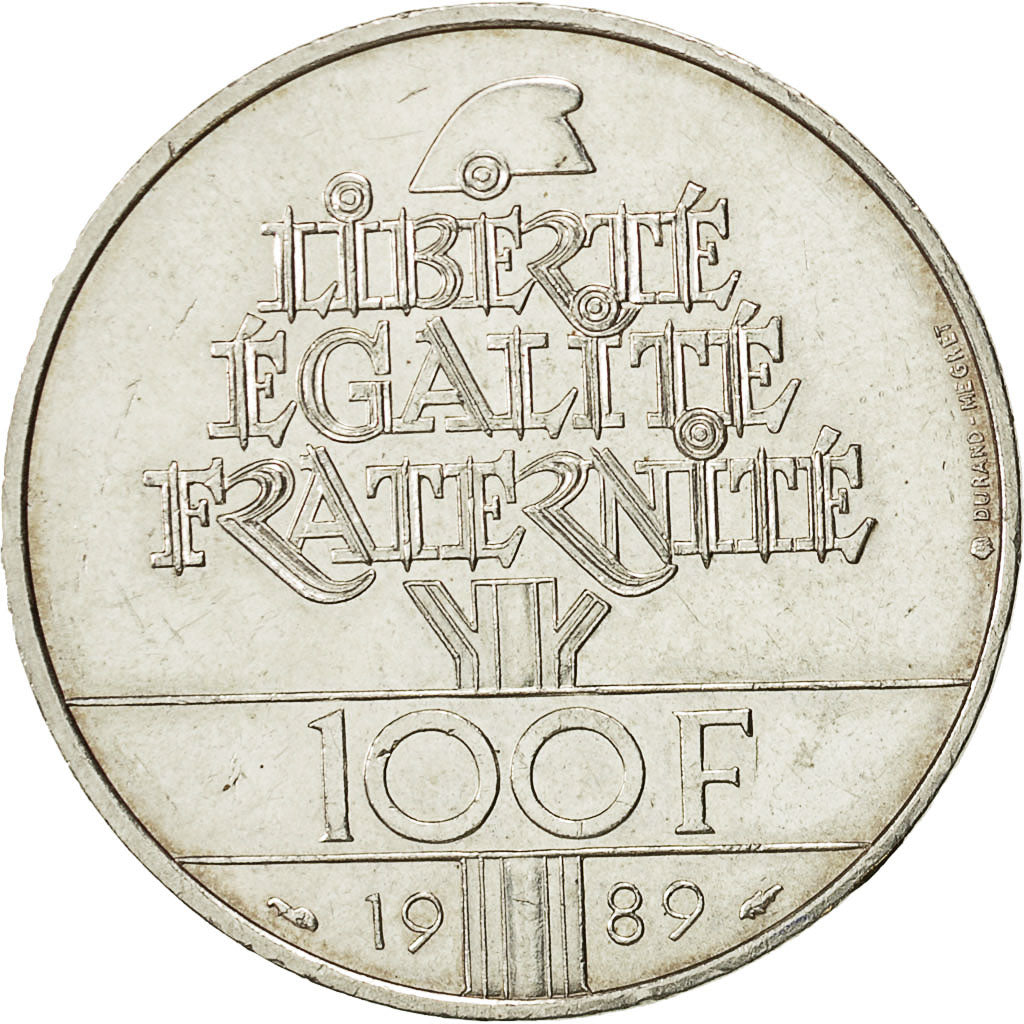 Coin, France, Droits de l'Homme, 100 Francs, 1989, AU(50-53), Silver, KM:970