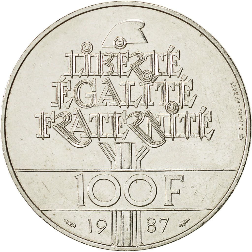 Coin, France, Lafayette, 100 Francs, 1987, AU(50-53), Silver, KM:962