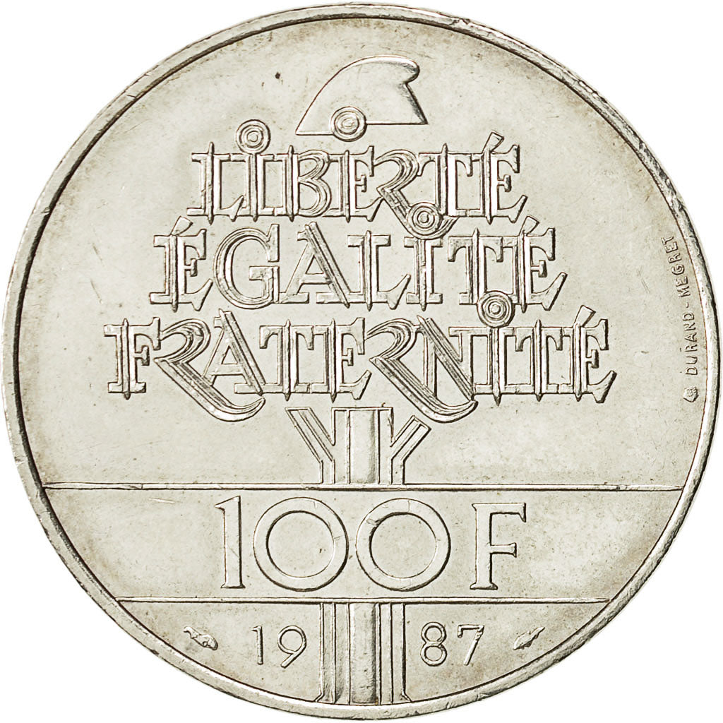 Coin, France, Lafayette, 100 Francs, 1987, AU(50-53), Silver, KM:962