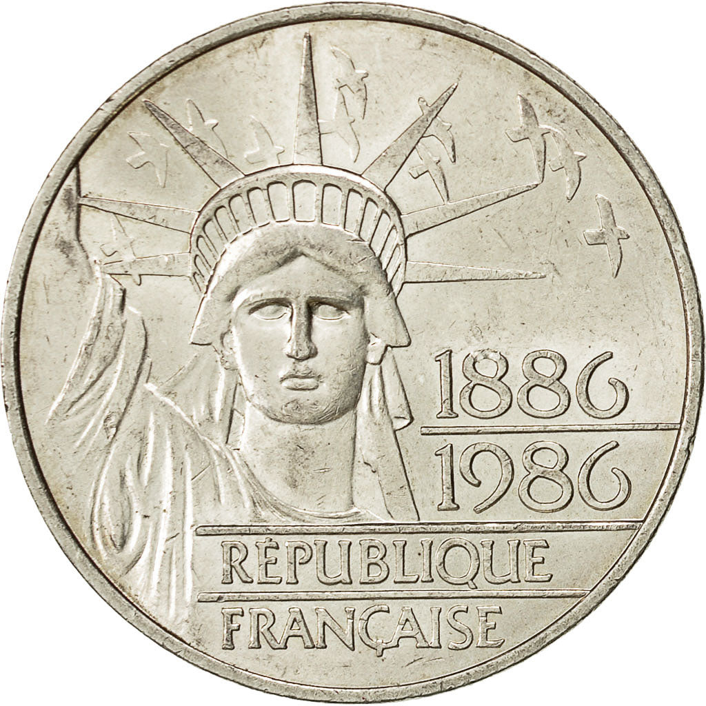 Moneta, Francia, Statue de la Liberté, 100 Francs, 1986, BB+, Argento, KM:960