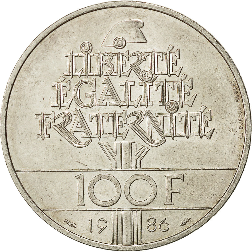 Moneta, Francia, Statue de la Liberté, 100 Francs, 1986, BB+, Argento, KM:960