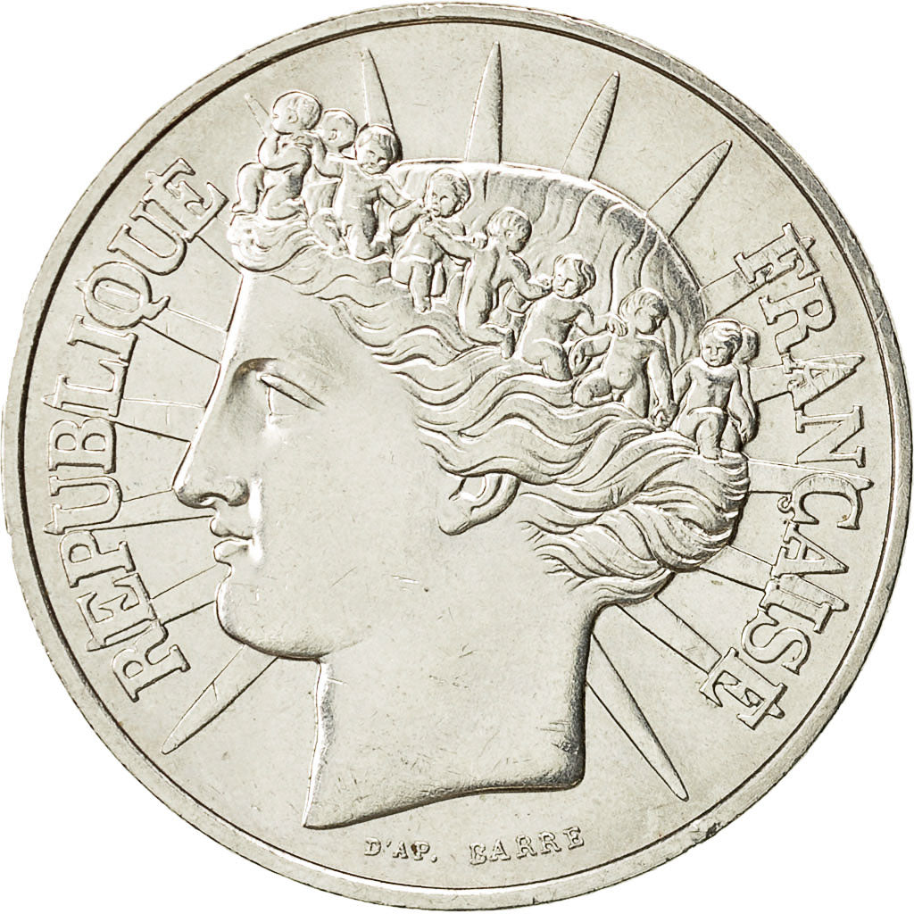 Moneta, Francia, Fraternité, 100 Francs, 1988, BB+, Argento, KM:966