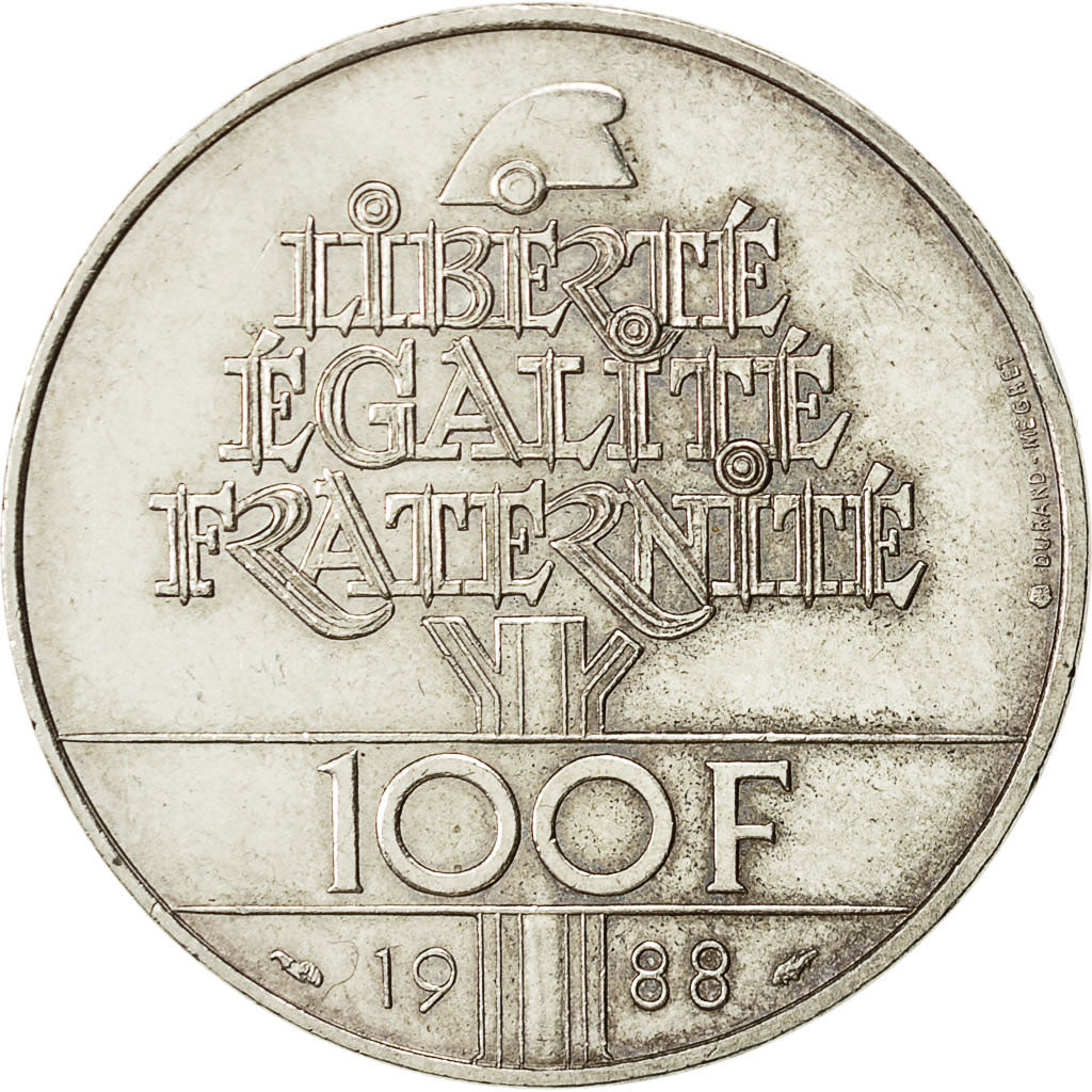 Coin, France, Fraternité, 100 Francs, 1988, AU(50-53), Silver, KM:966