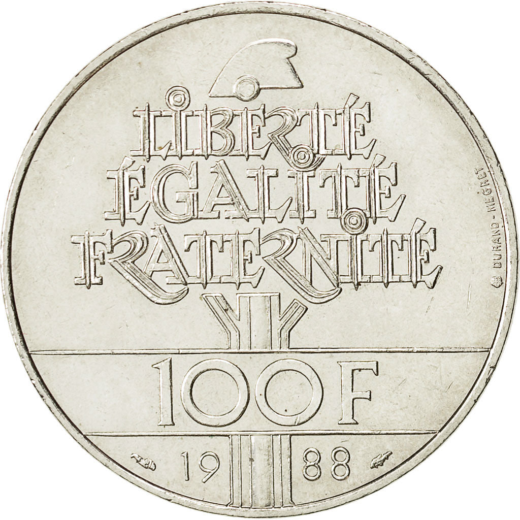 Monnaie, France, Fraternité, 100 Francs, 1988, TTB+, Argent, Gadoury:903