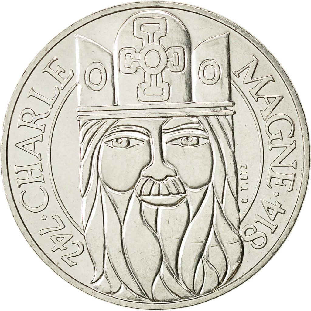 Coin, France, Charlemagne, 100 Francs, 1990, AU(50-53), Silver, KM:982