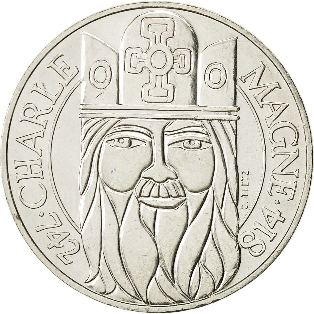 Coin, France, Charlemagne, 100 Francs, 1990, AU(50-53), Silver, KM:982