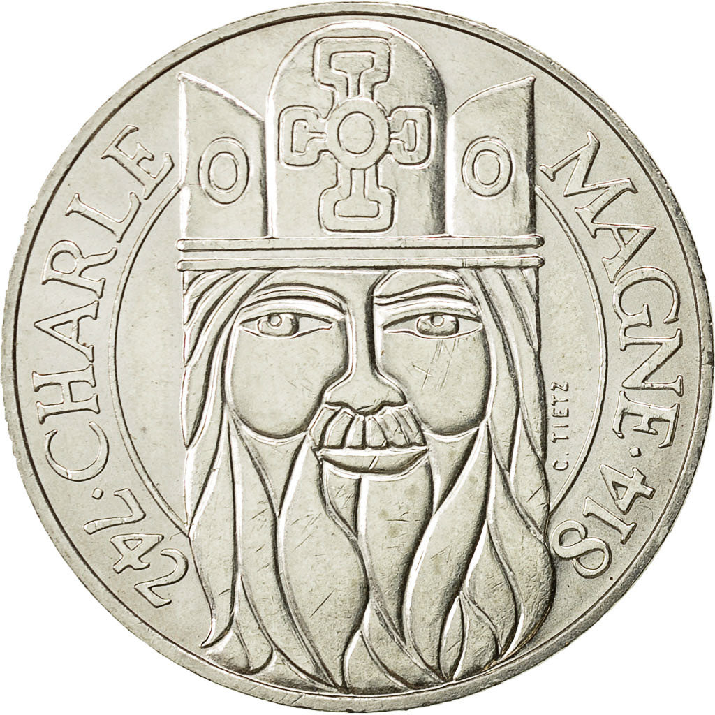 Coin, France, Charlemagne, 100 Francs, 1990, AU(50-53), Silver, KM:982