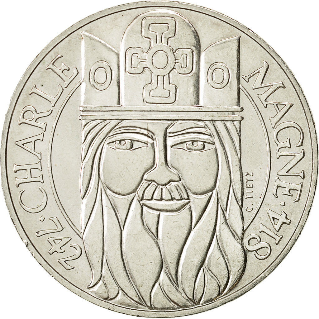Monnaie, France, Charlemagne, 100 Francs, 1990, TTB+, Argent, Gadoury:905