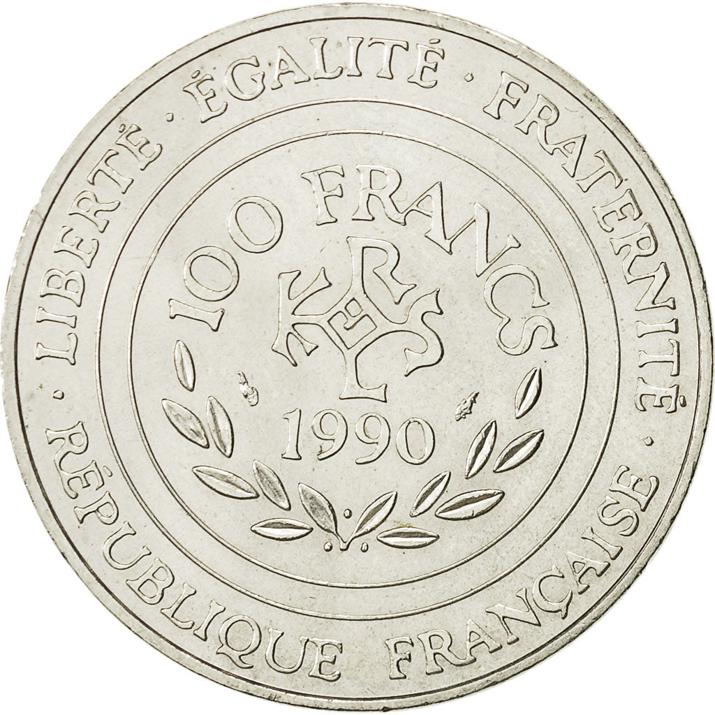 Monnaie, France, Charlemagne, 100 Francs, 1990, TTB+, Argent, Gadoury:905