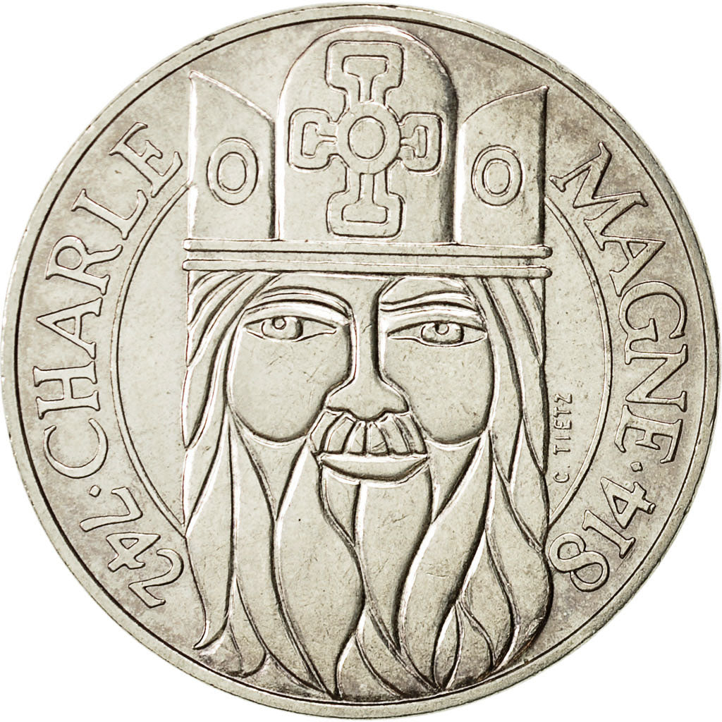 Coin, France, Charlemagne, 100 Francs, 1990, AU(50-53), Silver, KM:982