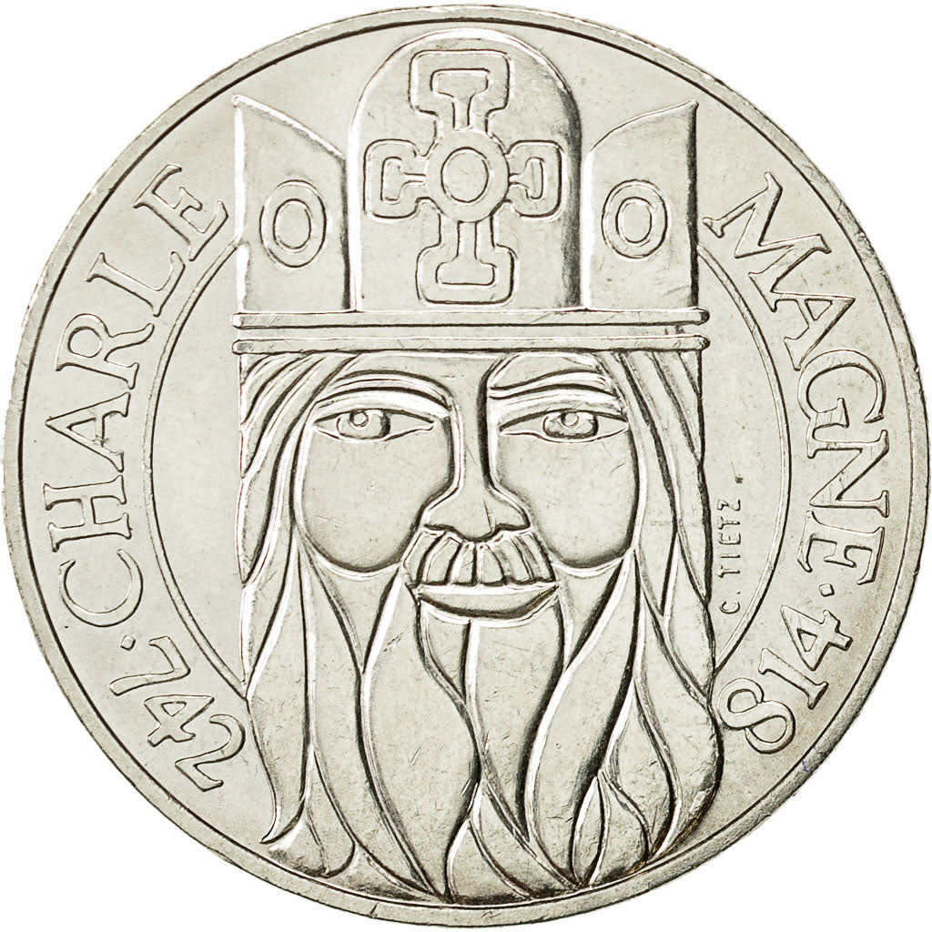 Coin, France, Charlemagne, 100 Francs, 1990, AU(50-53), Silver, KM:982