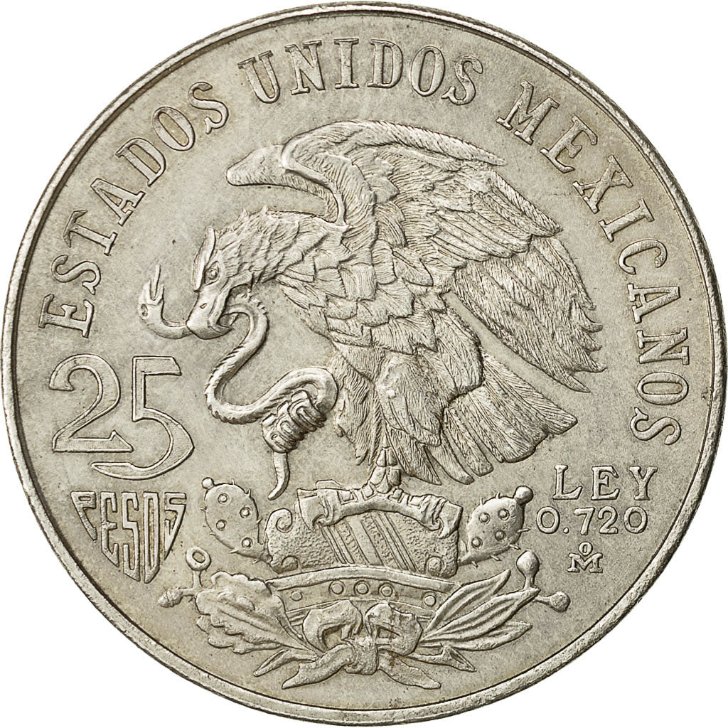 Coin, Mexico, 25 Pesos, 1968, Mexico, AU(50-53), Silver, KM:479.1