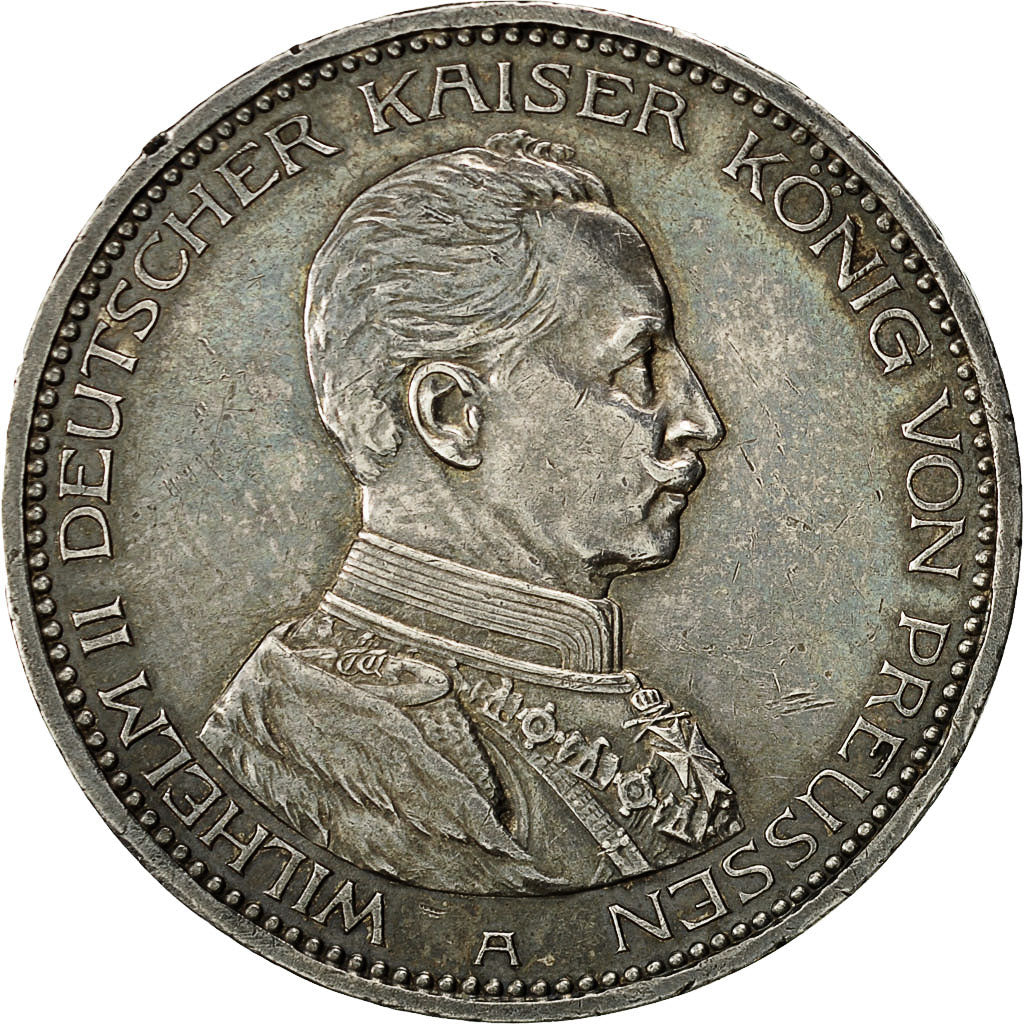 Coin, German States, PRUSSIA, Wilhelm II, 5 Mark, 1914, Berlin, AU(50-53)