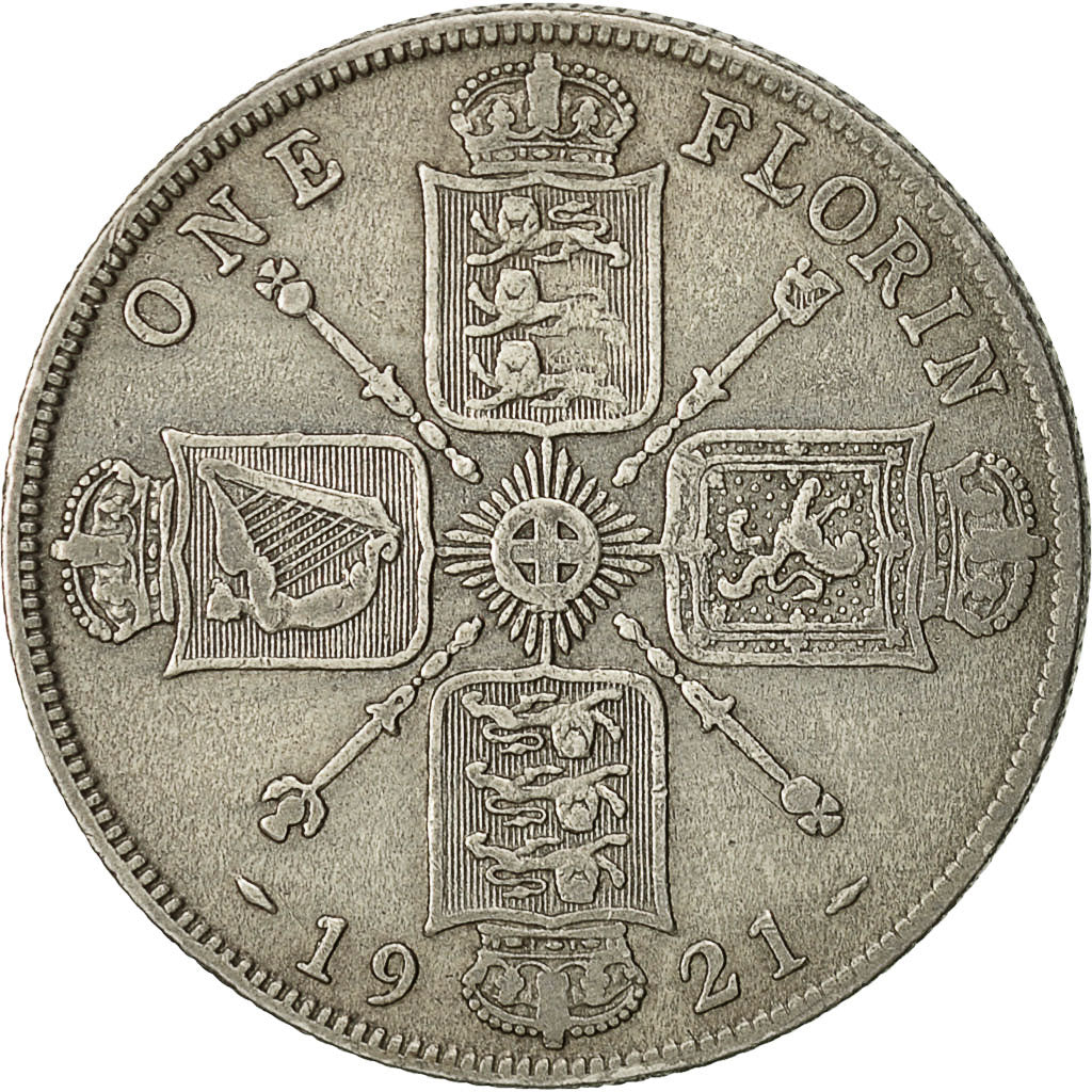 Coin, Great Britain, George V, Florin, Two Shillings, 1921, VF(30-35), Silver