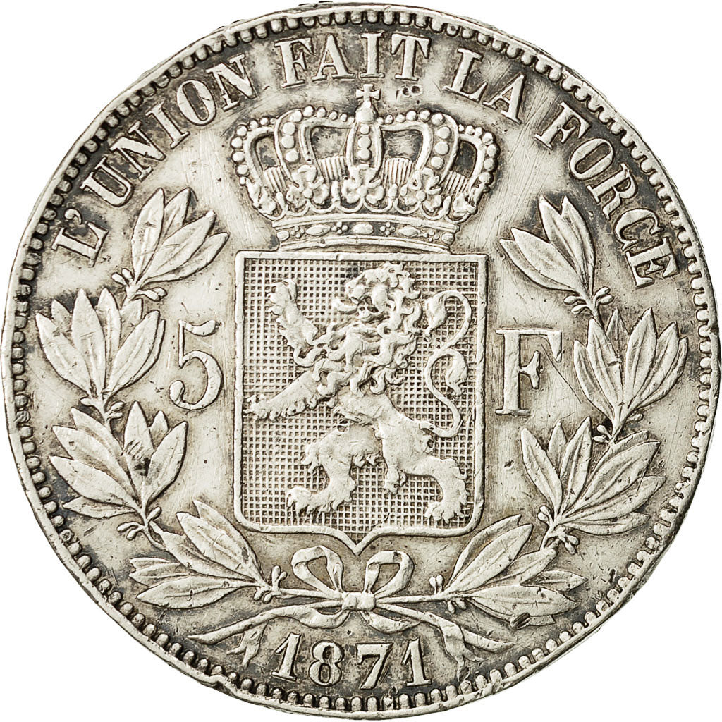 Coin, Belgium, Leopold II, 5 Francs, 5 Frank, 1871, VF(30-35), Silver, KM:24