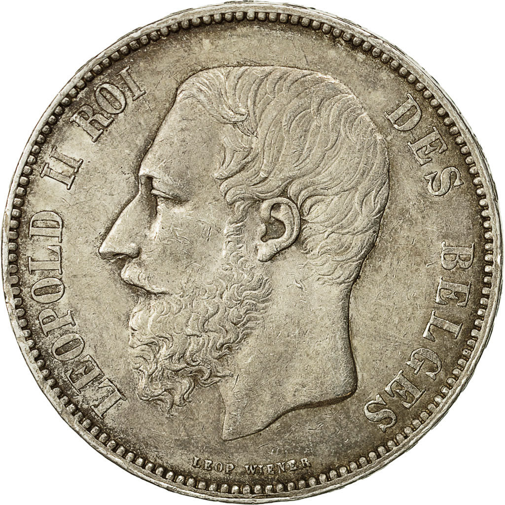 Coin, Belgium, Leopold II, 5 Francs, 5 Frank, 1868, AU(50-53), Silver, KM:24