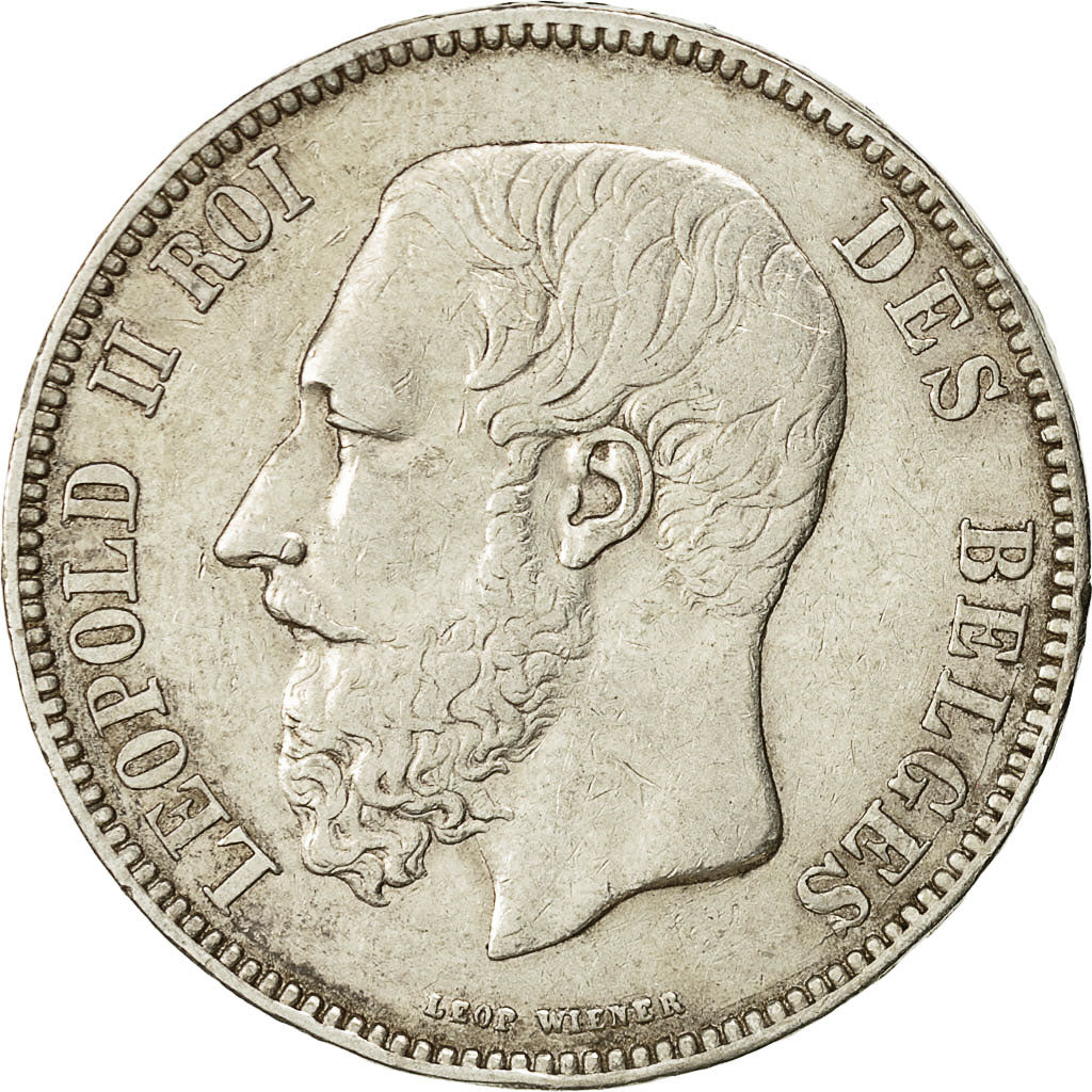 Coin, Belgium, Leopold II, 5 Francs, 5 Frank, 1868, EF(40-45), Silver, KM:24