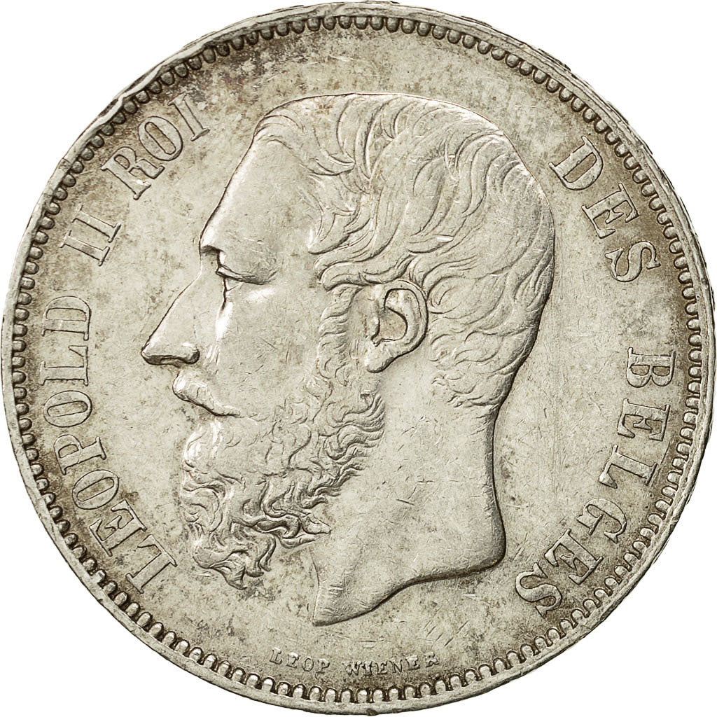 Coin, Belgium, Leopold II, 5 Francs, 5 Frank, 1875, AU(50-53), Silver, KM:24