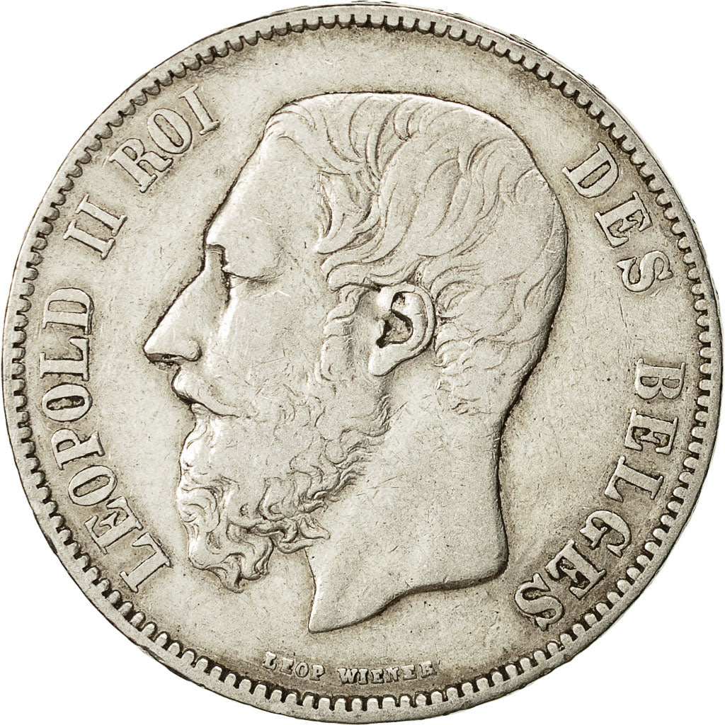 Coin, Belgium, Leopold II, 5 Francs, 5 Frank, 1870, VF(30-35), Silver, KM:24