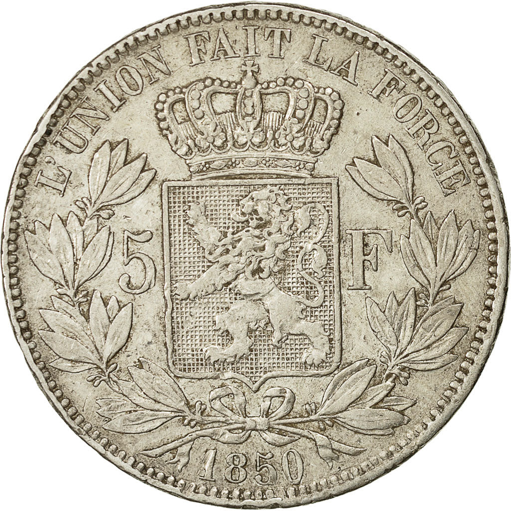 Coin, Belgium, Leopold I, 5 Francs, 5 Frank, 1850, VF(30-35), Silver, KM:17