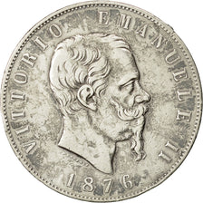 Münze, Italien, Vittorio Emanuele II, 5 Lire, 1876, Rome, SS, Silber, KM:8.4