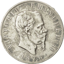 Coin, Italy, Vittorio Emanuele II, 5 Lire, 1876, Rome, EF(40-45), Silver, KM:8.4