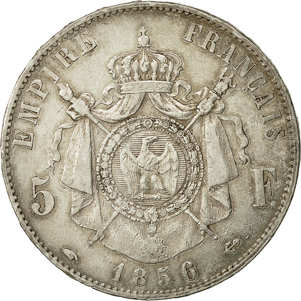 Moneta, Francia, Napoleon III, 5 Francs, 1856, Paris, BB, KM 782.1, Gad 734