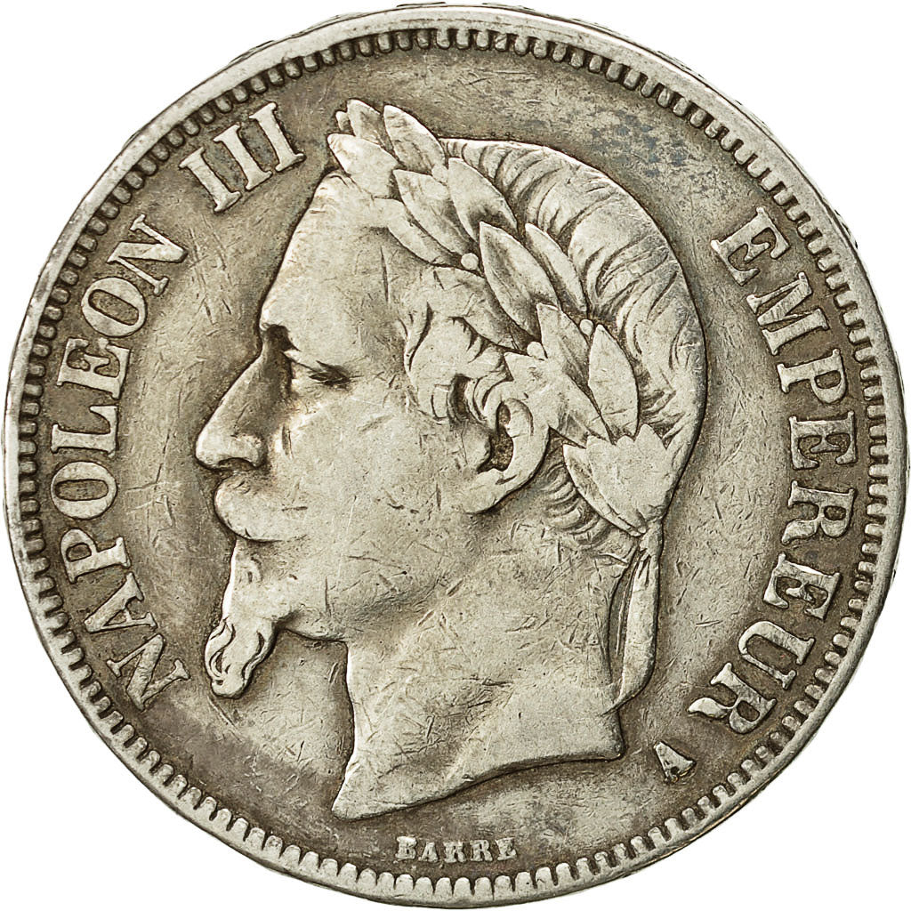 Coin, France, Napoleon III, 5 Francs, 1867, Paris, VF(30-35), KM 799.1, Gad 739