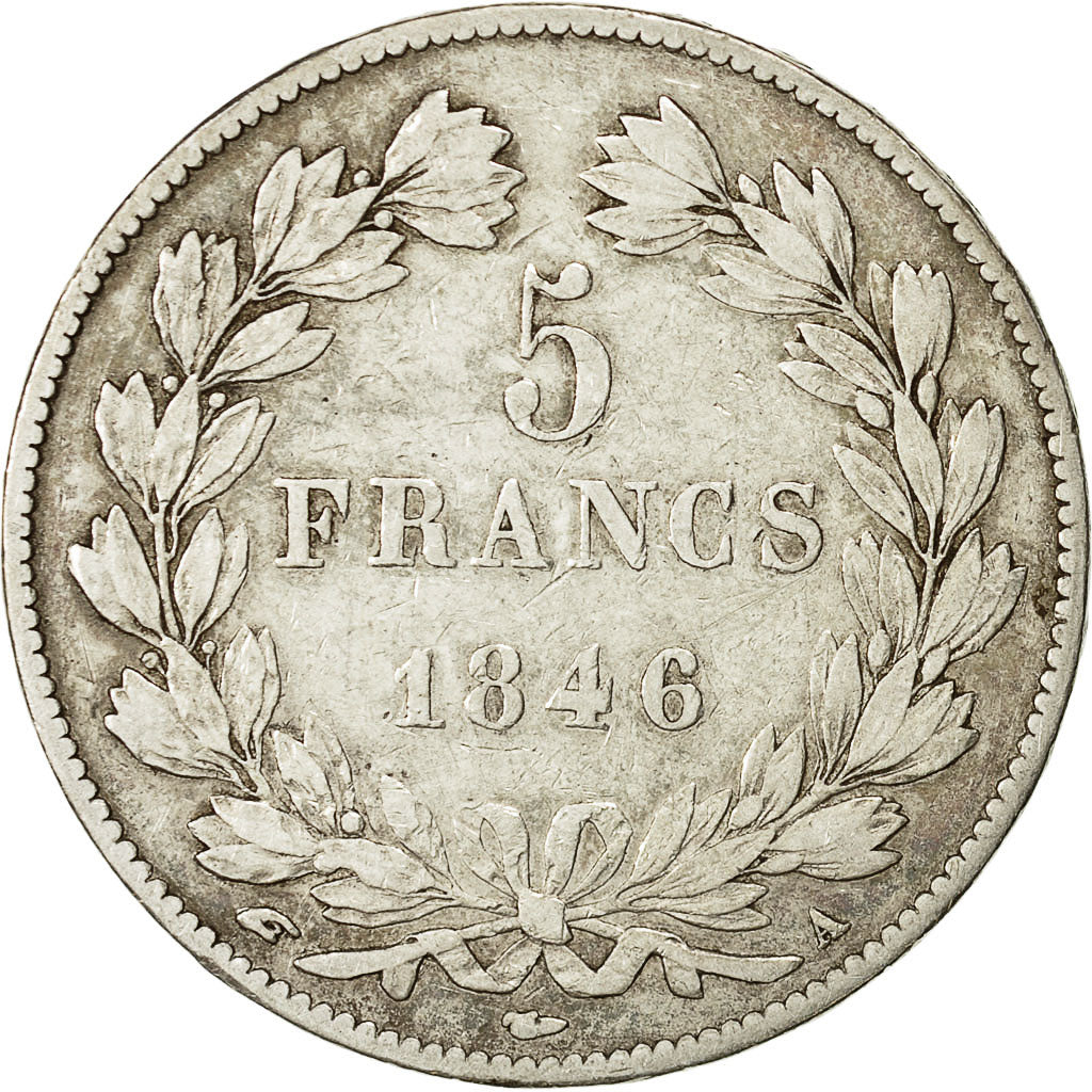 Coin, France, Louis-Philippe, 5 Francs, 1846, Paris, VF(20-25), Silver,KM 749.1