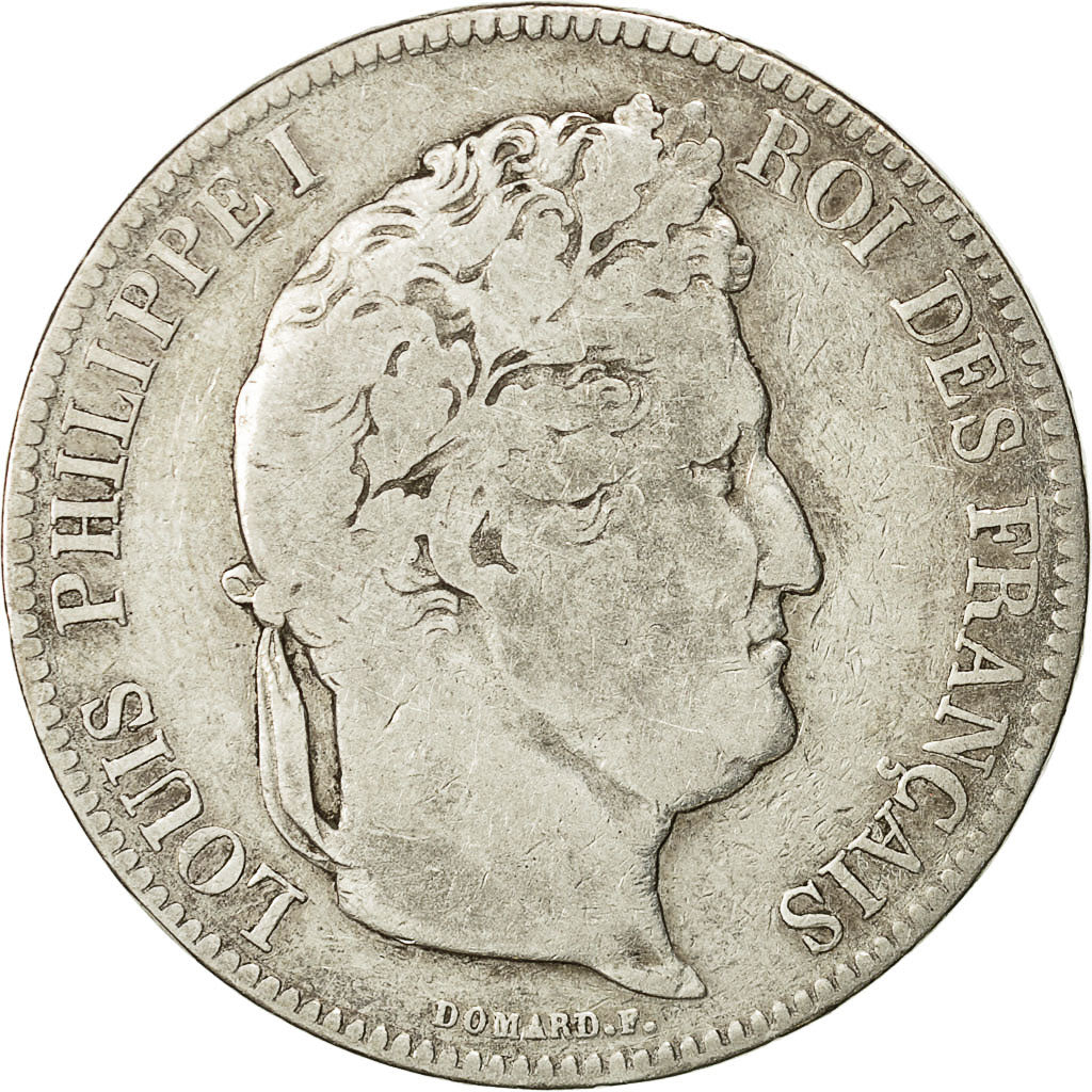 Coin, France, Louis-Philippe, 5 Francs, 1833, Lille, VF(20-25), Silver,KM 749.13