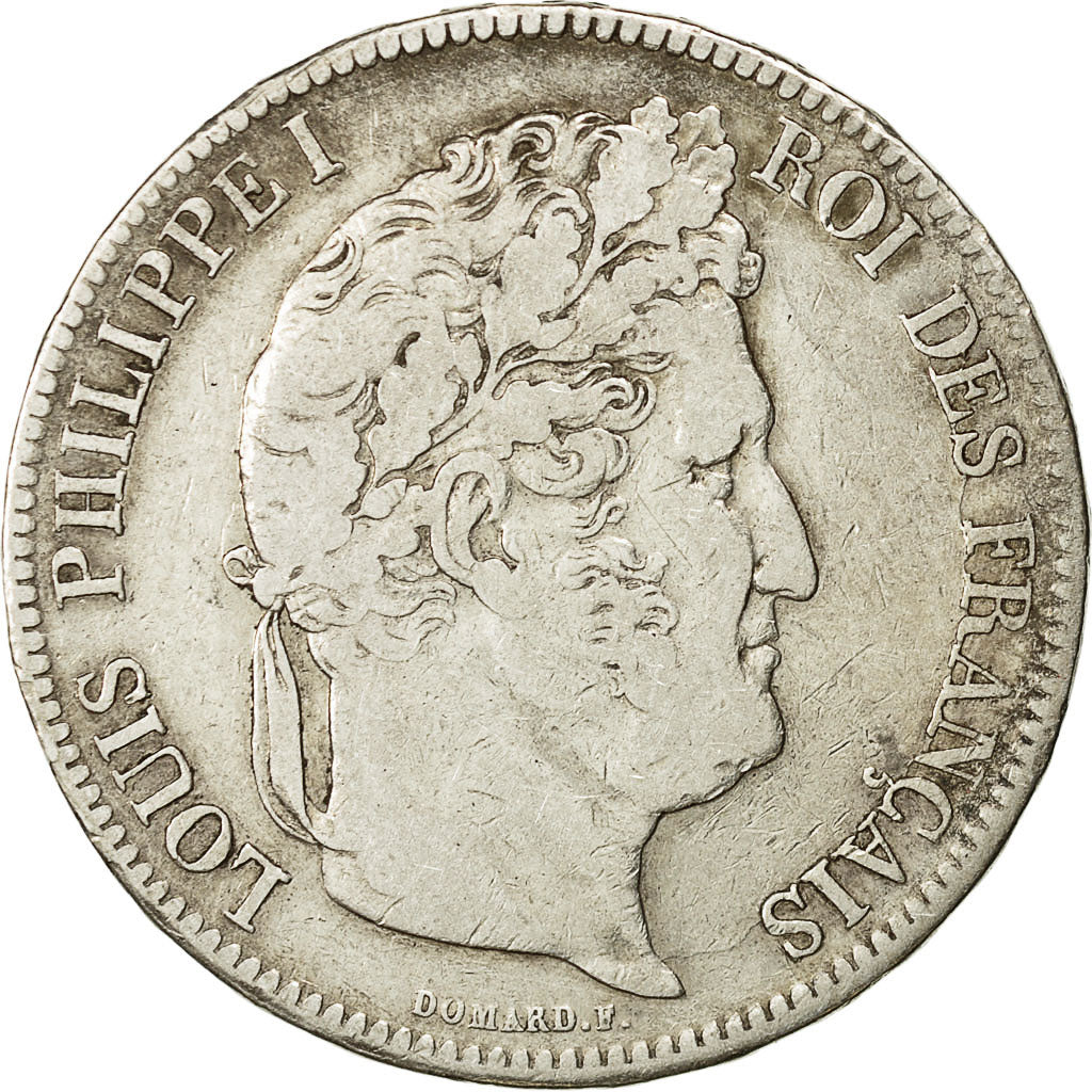 Moneda, Francia, Louis-Philippe, 5 Francs, 1834, Lille, BC+, Plata, KM:749.13