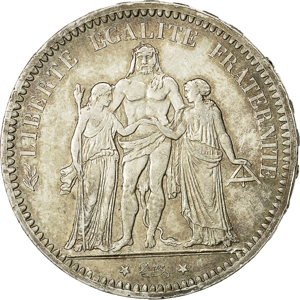 Moneta, Francia, Hercule, 5 Francs, 1873, Paris, BB, Argento, KM:820.1
