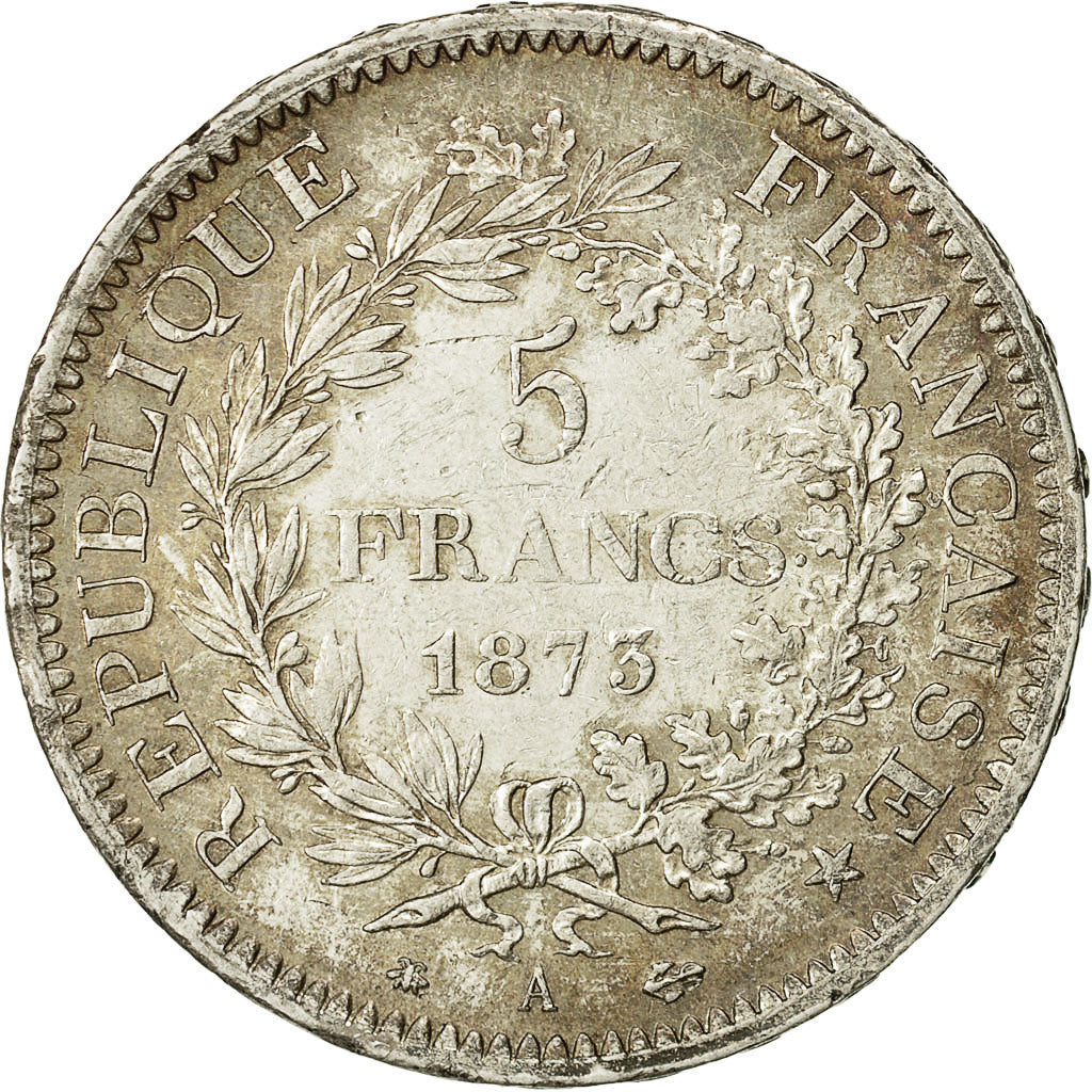 Moneta, Francia, Hercule, 5 Francs, 1873, Paris, BB, Argento, KM:820.1