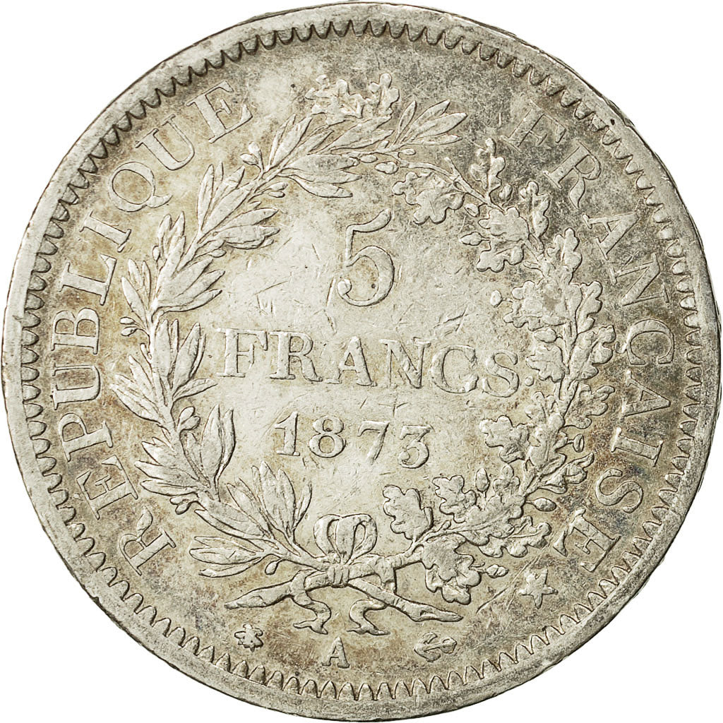 Monnaie, France, Hercule, 5 Francs, 1873, Paris, TB+, Arg,KM 820.1,Gadoury:745a