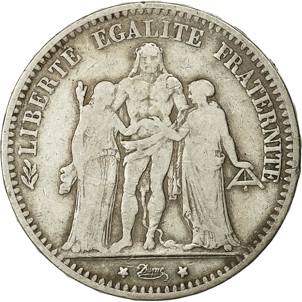 Münze, Frankreich, Hercule, 5 Francs, 1874, Bordeaux, S+, Silber, KM:820.2