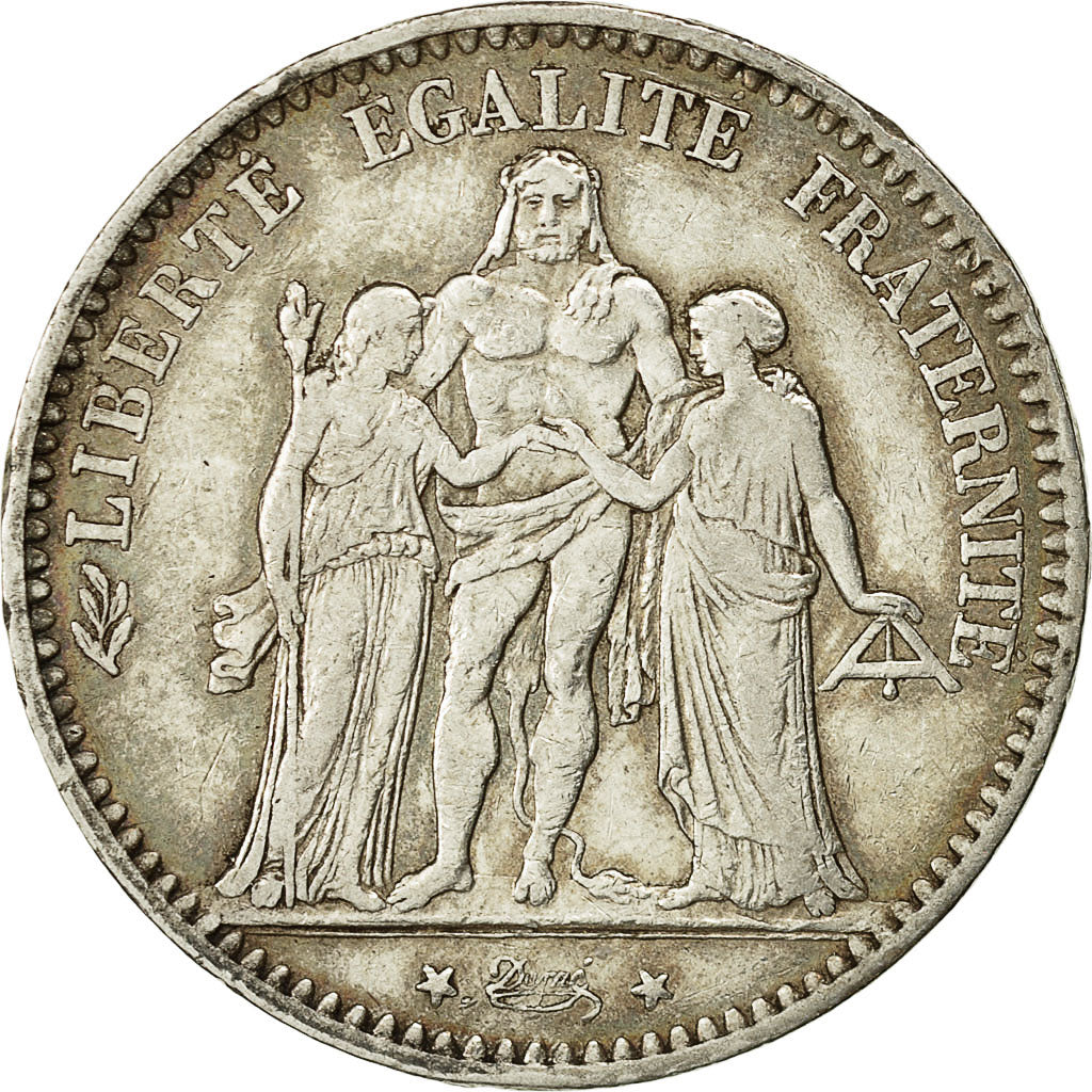Monnaie, France, Hercule, 5 Francs, 1875, Paris, TTB, Arg,KM 820.1,Gadoury:745a