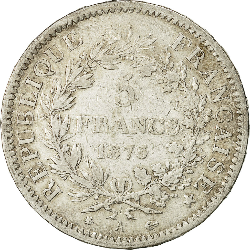 Coin, France, Hercule, 5 Francs, 1875, Paris, VF(30-35), Silver, KM:820.1
